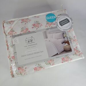 Shabby Chic Pink Floral Cotton Sheet Set
